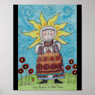 Min Baba är den ukrainska folkkonsten Sol Poster