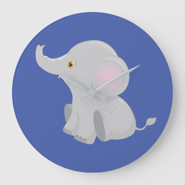 Min Baby Elephant Large Clock Stor Klocka (Framsida)
