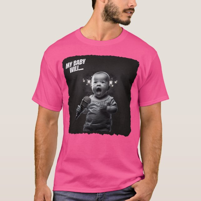 Min Baby kommer att sjunga. Underbart Baby Singer T Shirt (Framsida)