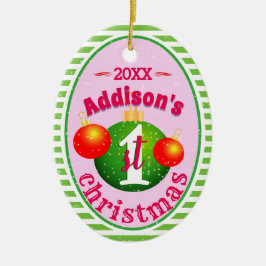 Min Baby (Namn) Första jul Julgransprydnad Keramik