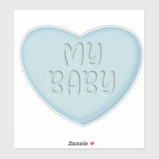 Min Baby Pastel Blue Candy Heart Sticker Klistermärken