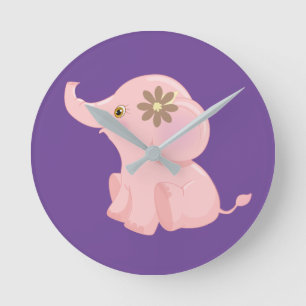 Min Baby Rosa Elephant Rund Klocka