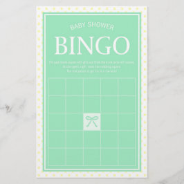 Min Baby Shower Bingo Ribbon and Gult Polka dots Brevpapper