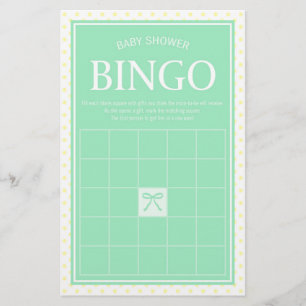 Min Baby Shower Bingo Ribbon and Gult Polka dots Brevpapper