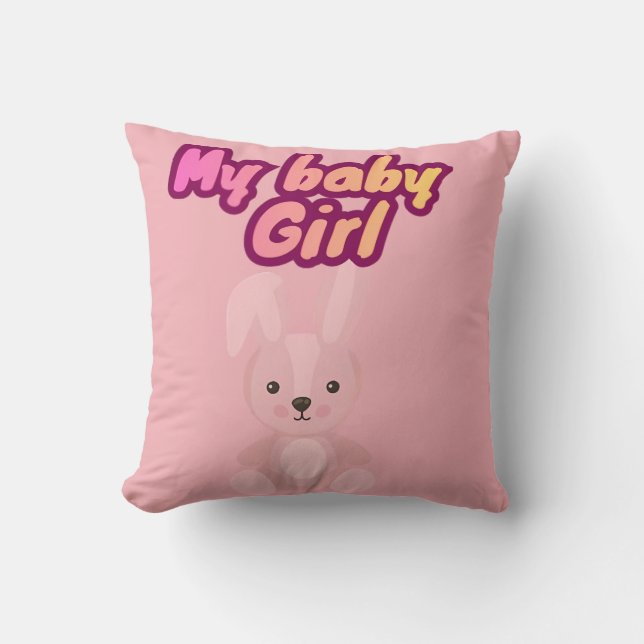 Min Babyflicka Söt Kanin Kudde (Framsida)