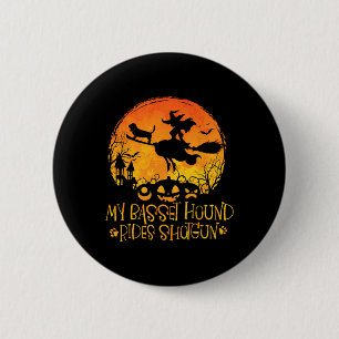 Min Basset Hound Rides Pistol Hund Halloween Costu Knapp