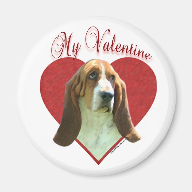 Min Basset Hound Valentine Magnet (Framsidan)
