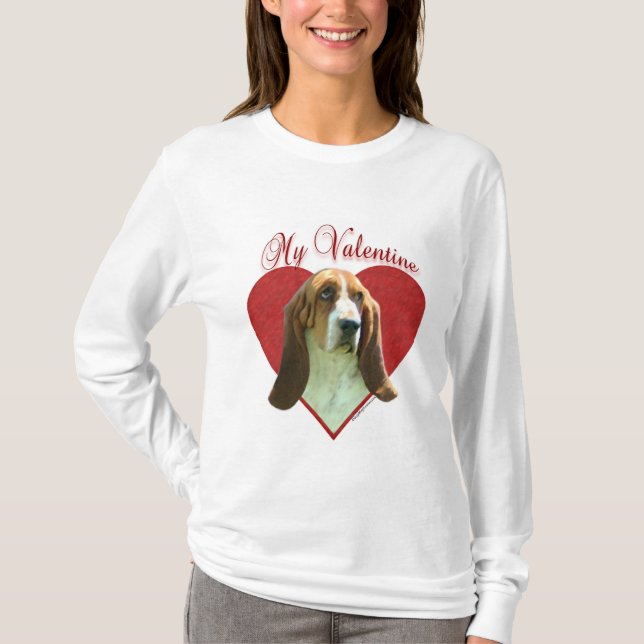 Min Basset Hound Valentine T Shirt (Framsida)