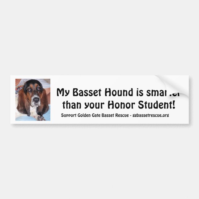 Min Bassethund är mer smart än ..... Bildekal (Framsidan)