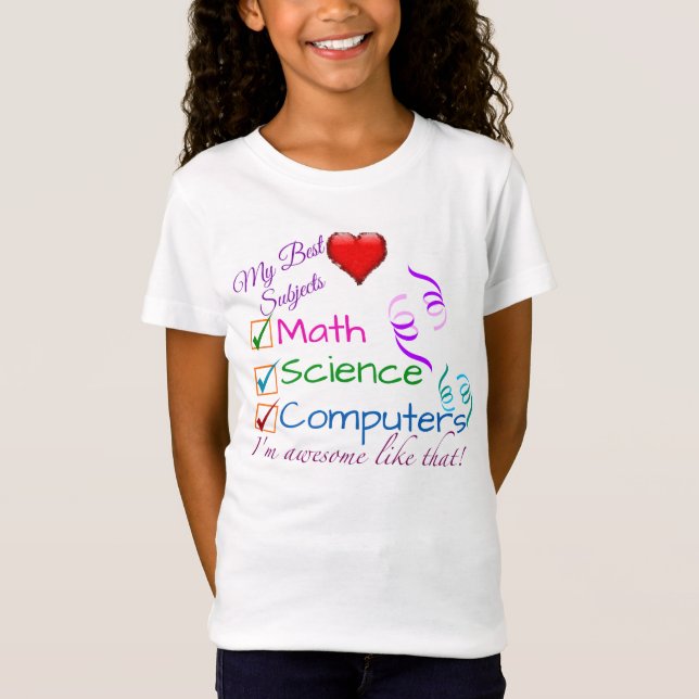 Min bäst subjekt - Math, vetenskap, datorer Tee Shirt (Framsida)