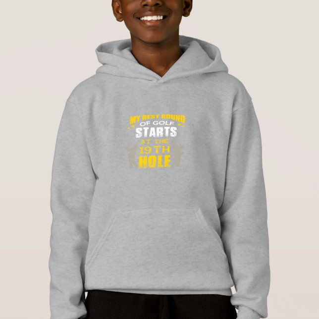 Min bästa golfrunda börjar vid 19:e hål t shirt (Framsida)