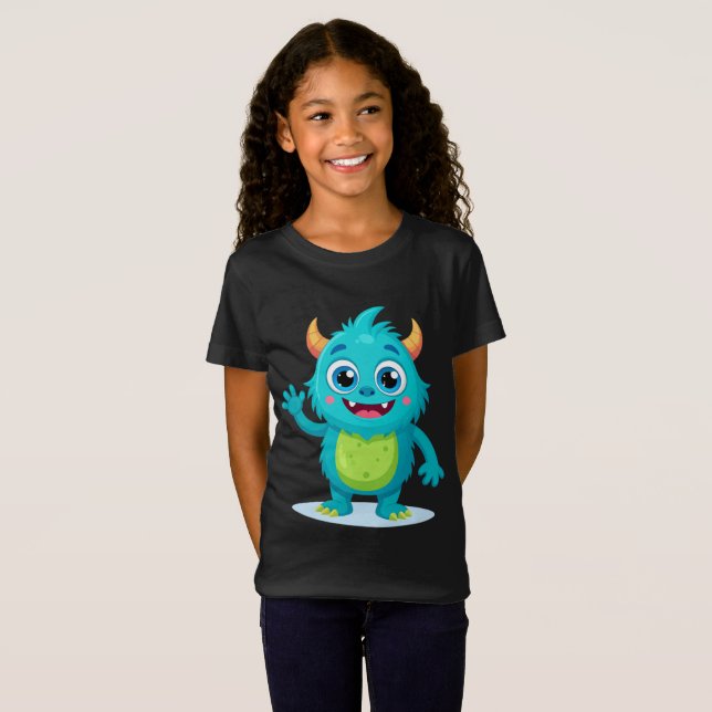 Min bästa lilla monster vän Tjej T-Shirt - Klippt (Hel framsida)