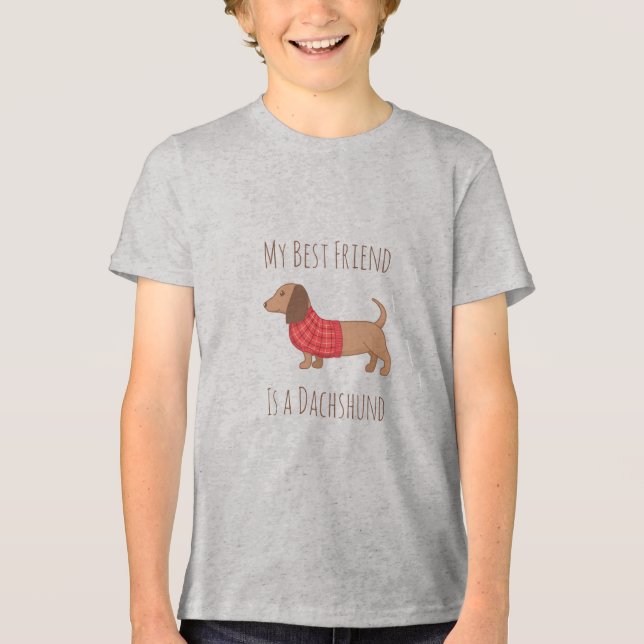 Min bästa vän är Dachshund Wiener Hund Red Sweater T Shirt (Framsida)