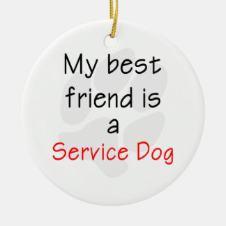 Min bästa vän är en tjänste- hund julgransprydnad keramik