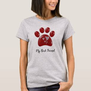 Min bästa vän, Bright Red Paw Skriv ut Animal Love T Shirt