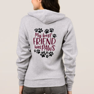 Min bästa vän har tassar dragkedja hoodie – djuräl t shirt