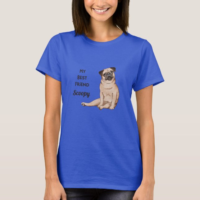 Min bästa vän Mops T-shirt med eget namn (Framsida)