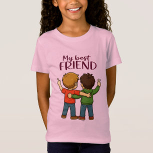 Min bästa vän söta tecknade design flickor fint t shirt