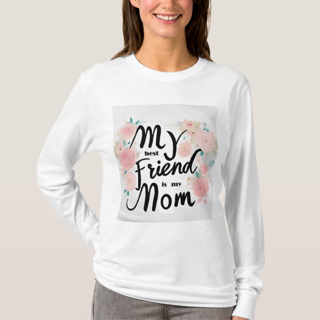 Min bäste vän är Mamma - Hjärtfilta kvinnors fru T Shirt (Framsida)