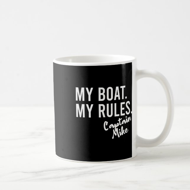 Min Båt Mina Regler Kapten Mike Personlig Fritidsb Kaffemugg (Höger)