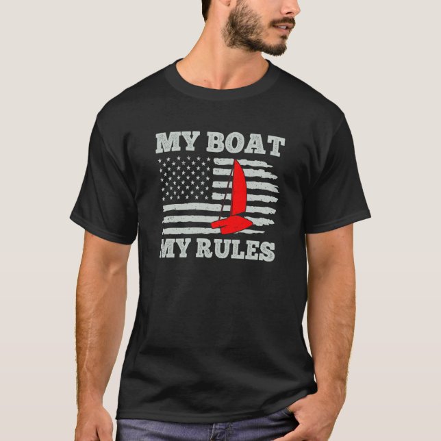 Min Båt Mina Regler Katamaran Kapten T Shirt (Framsida)