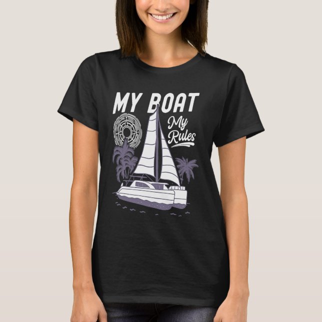 Min båt mina regler Katamaran segling T Shirt (Framsida)