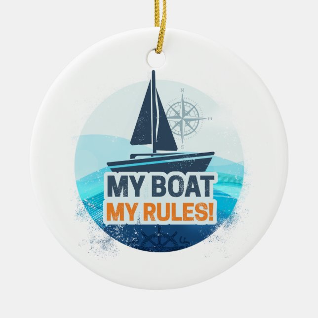 Min båt mitt Regler för kapten eller Skipper Vinta Julgransprydnad Keramik (Framsidan)