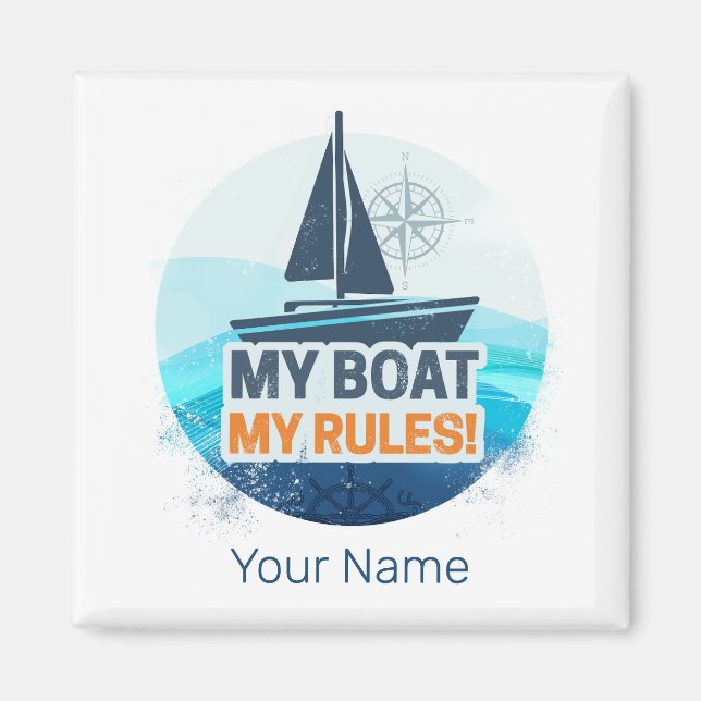 Min båt mitt Regler för kapten eller Skipper Vinta Magnet (Framsidan)