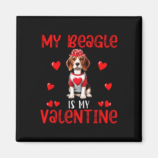 Min Beagle är min valentin hjärtans kostym enskild Magnet (Framsidan)