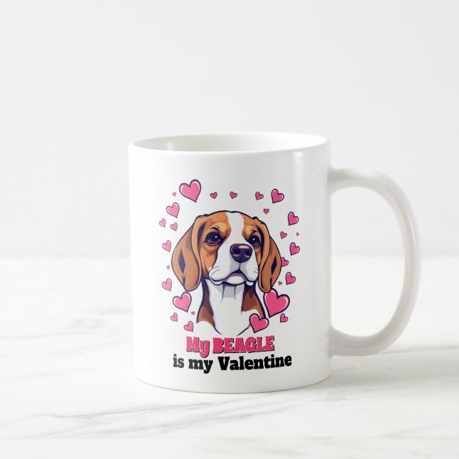 Min beagle är Min Valentine Hund Cute Funny Kaffemugg (Höger)