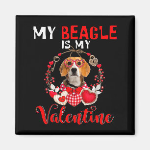 Min Beagle är min Valentine Rolig hundälskare Magnet