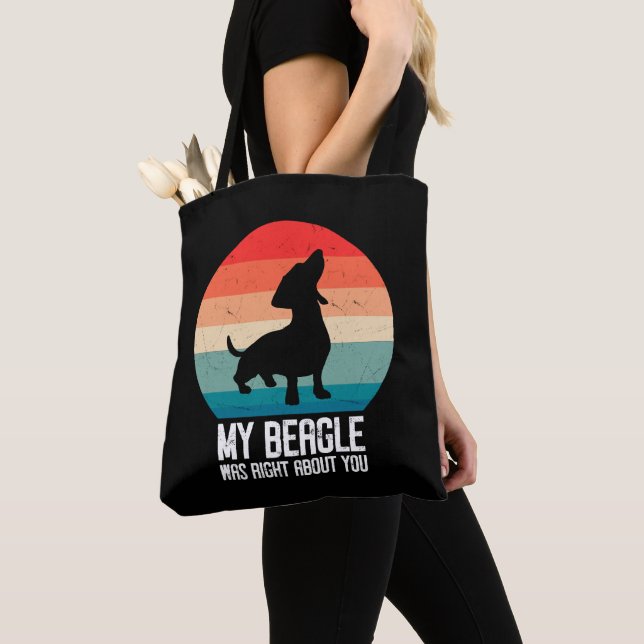 Min beagle var Höger om dig Beagle Pet Hund Retro Tygkasse (Närbild)