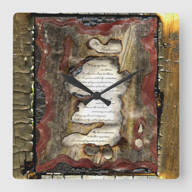 Min bekännelse fyrkantig klocka (Framsida)