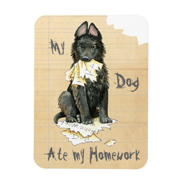 Min belgiska Sheepdog Ate My Homwork Magnet (Vertikal)