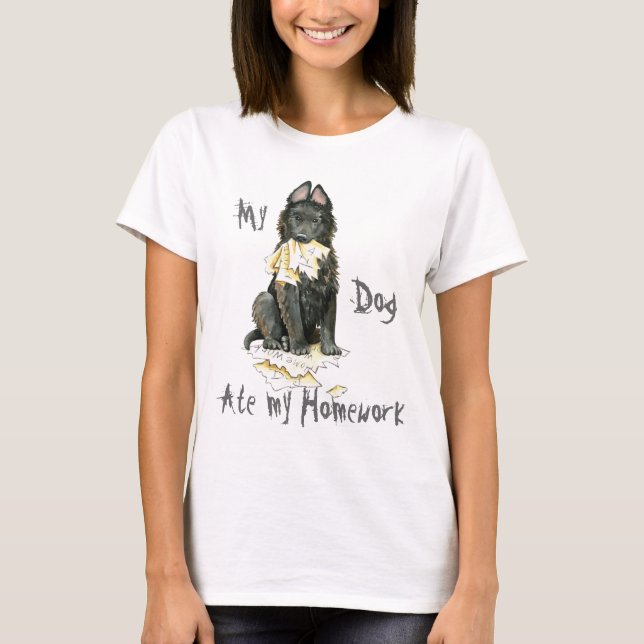 Min belgiska Sheepdog Ave min hemläxa Tee Shirt (Framsida)
