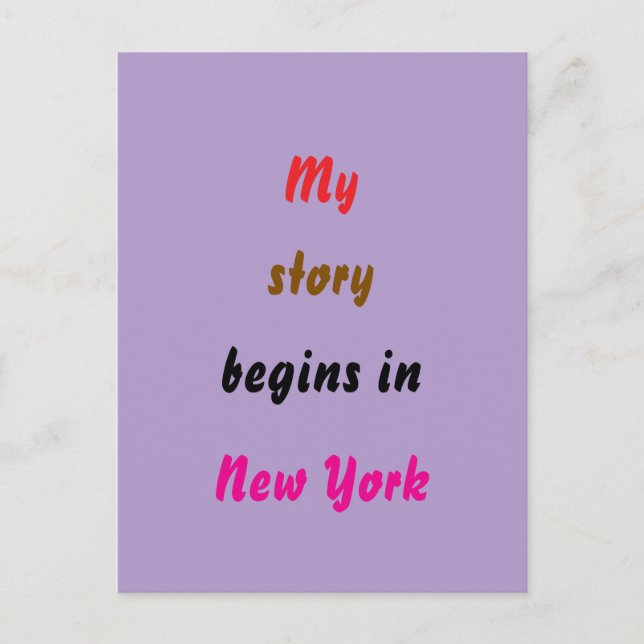 Min berättelse börjar i New york Vykort (Framsida)