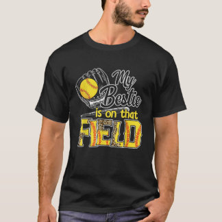 Min Bestie är på Fält-softball Leopard T Shirt