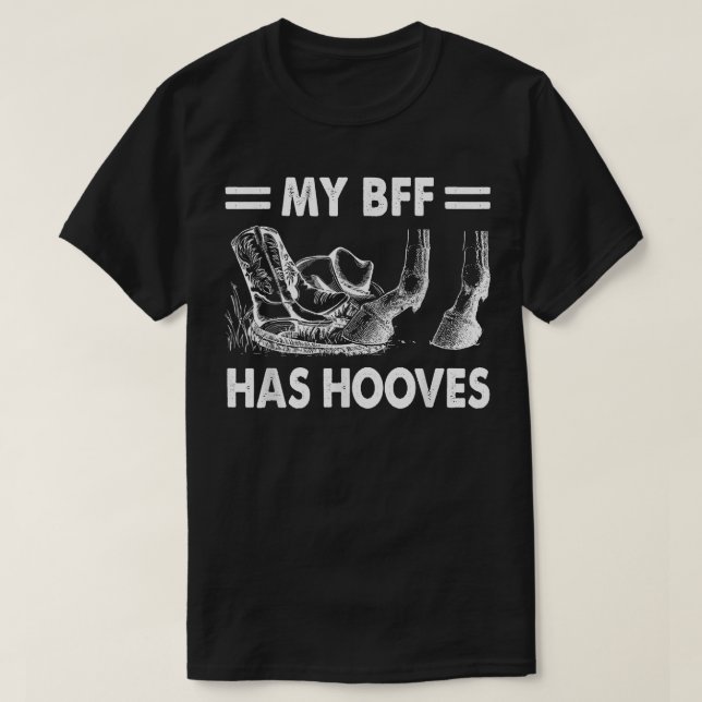 Min Bff har Hooves Cute Horse Girl Horse Riding139 T Shirt (Design framsida)