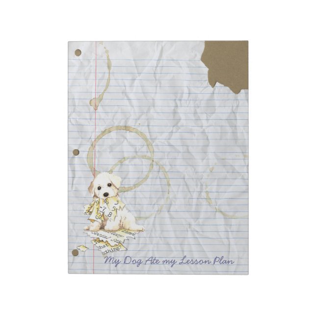 Min Bichon Frise Ate My Lesson Plan Anteckningsblock (Roterad)