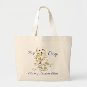 Min Bichon Frise Ate My Lesson Plan Large Tote Bag Jumbo Tygkasse