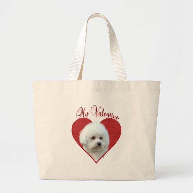Min Bichon Frise Valentine Jumbo Tygkasse (Framsidan)