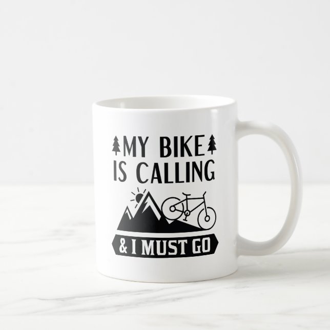 Min bike ringer och jag måste gå. kaffemugg (Höger)