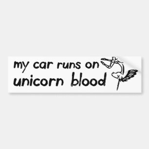 Min bil kör på unicornblod bildekal