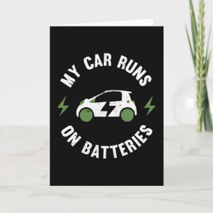 Min bil springa på Batteries Funny EV Gift Electri Kort