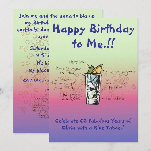 Min blå Tahoe Födelsedagsfest inbjudan (Fram/baksida)