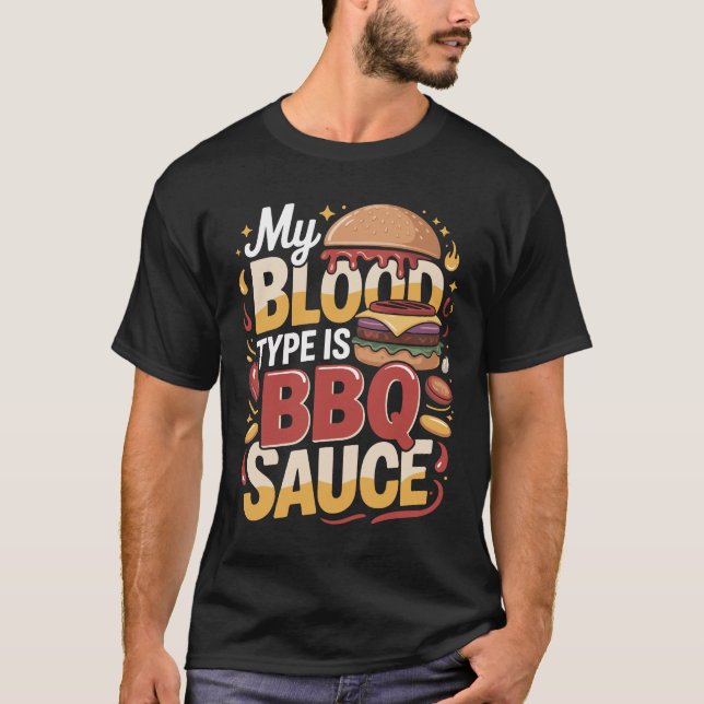 Min blodgrupp är BBQ-sås Burger T-shirt (Framsida)
