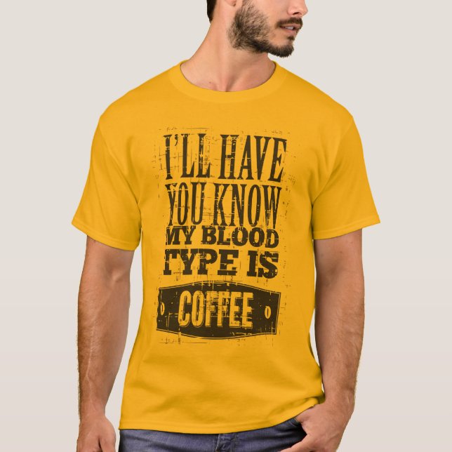 Min blodgrupp är kaffe Svart Grå Tee (Framsida)