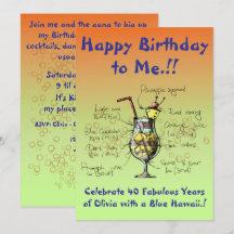 Min Blue Hawaii Födelsedagsfest inbjudan