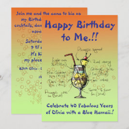 Min Blue Hawaii Födelsedagsfest inbjudan