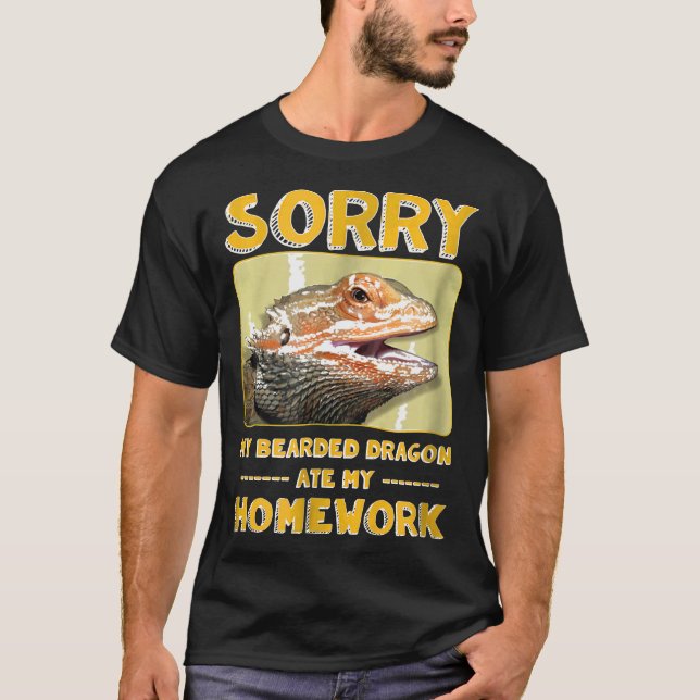 Min böjda Dragon Ate Min hemläxa Pogona School T Shirt (Framsida)